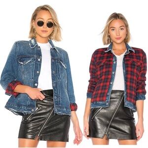 Blank NYC American Pie Reversible Denim Flannel Jacket Size Medium NWT